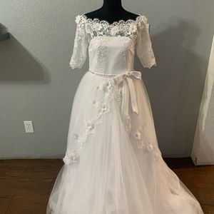 Formal white communion dress or flower girl dress